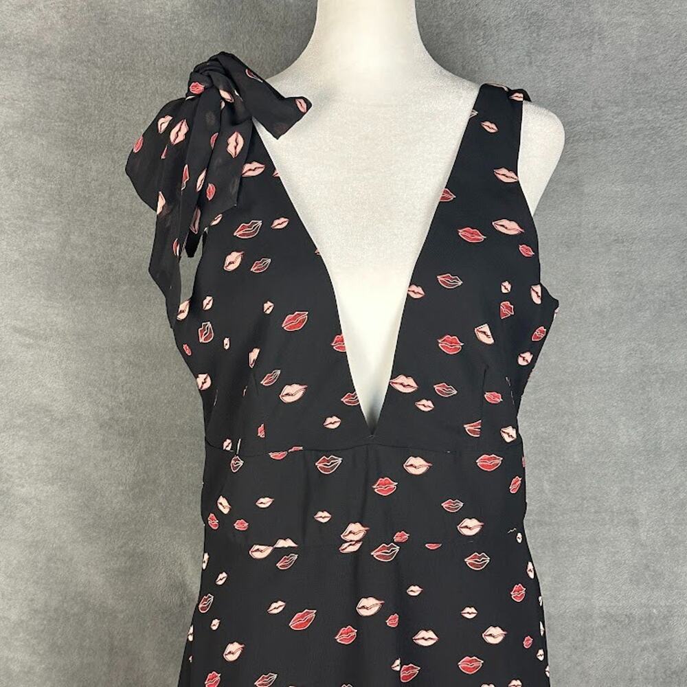 Hutch Dress Womens 10 Black Lips Sleeveless V Neck Feminine Romantic Whimsy - Picture 3 of 15